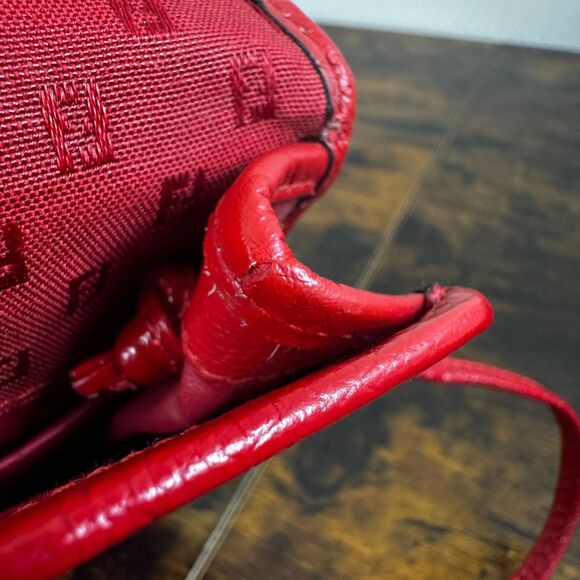 Fendi Red Monogram Logo Pattern Square Shoulder Bag Crossbody Purse Made In Ital - Picture 16 of 16